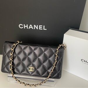 Rare Black CHANEL Wallet w Chain